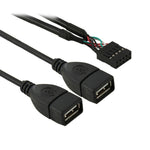 Cavo adattatore femmina da 10 pin per scheda madre a 2 USB 2.0 femmina, lunghezza: 50 cm, 10 Pin Motherboard to 2 USB AF