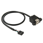 Cavo adattatore femmina da 10 pin per scheda madre a 2 USB 2.0 femmina, lunghezza: 50 cm, 10 Pin Motherboard to 2 USB