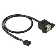 Cavo adattatore femmina da 10 pin per scheda madre a 2 USB 2.0 femmina, lunghezza: 50 cm, 10 Pin Motherboard to 2 USB
