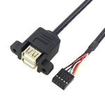 Cavo adattatore femmina da 10 pin per scheda madre a 2 USB 2.0 femmina, lunghezza: 50 cm, 10 Pin Motherboard to 2 USB