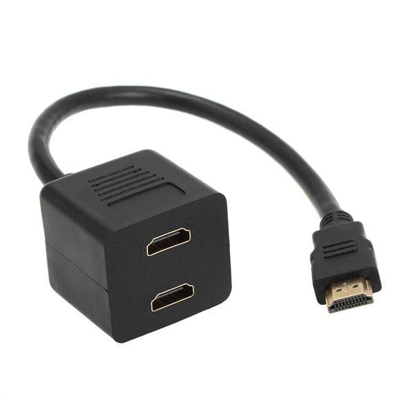 Adattatore splitter HDMI da 30 cm Connettore splitter a Y con 2 gel di accoppiamento (placcato oro), 1 in 2  (Gold Plated)
