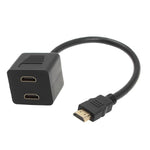 Adattatore splitter HDMI da 30 cm Connettore splitter a Y con 2 gel di accoppiamento (placcato oro), 1 in 2  (Gold Plated)