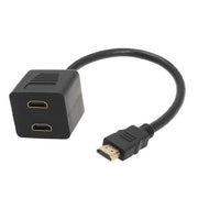 Adattatore splitter HDMI da 30 cm Connettore splitter a Y con 2 gel di accoppiamento (placcato oro), 1 in 2  (Gold Plated)