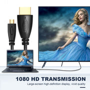 Cavo da 1,8 m placcato oro 3D 1080P da micro HDMI maschio a HDMI maschio per telefono cellulare, fotocamere, GoPro, Gold Plated Micro HDMI, Length: 1.8m