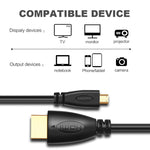 Cavo da 1 m placcato oro 3D 1080P da micro HDMI maschio a HDMI maschio per telefoni cellulari, fotocamere, GoPro, Gold Plated Micro HDMI, Length: 1m