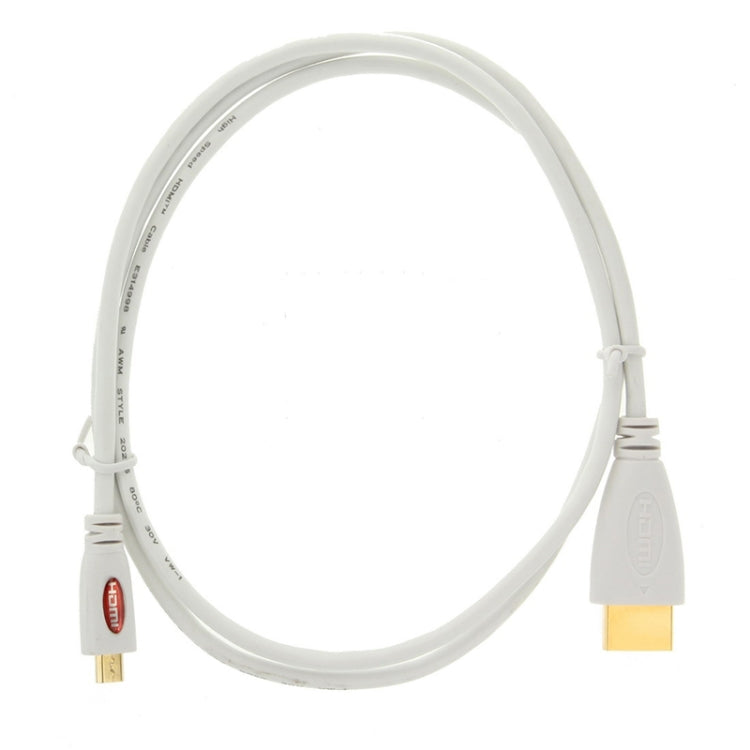 Cavo da micro HDMI maschio a HDMI maschio placcato oro da 1 m, versione 1.4 (bianco), Length: 1m