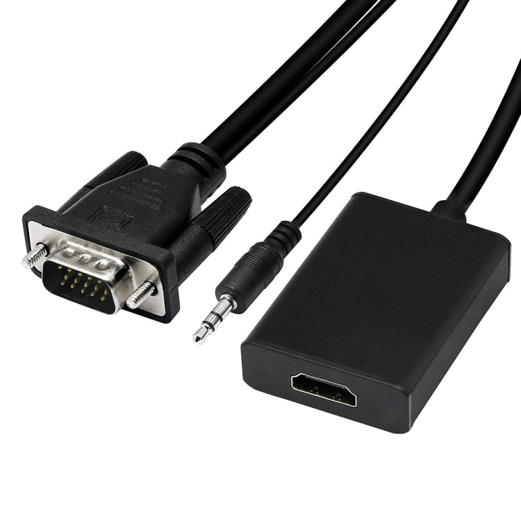 Adattatore box convertitore video HDMI da VGA + audio a Full HD 1080P per HDTV, HDMI Female to VGA Male + Adudio Black