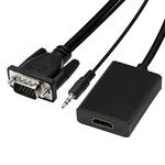 Adattatore box convertitore video HDMI da VGA + audio a Full HD 1080P per HDTV, HDMI Female to VGA Male + Adudio Black
