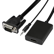 Adattatore box convertitore video HDMI da VGA + audio a Full HD 1080P per HDTV, HDMI Female to VGA Male + Adudio Black