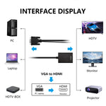 Adattatore box convertitore video HDMI da VGA + audio a Full HD 1080P per HDTV, HDMI Female to VGA Male + Adudio Black