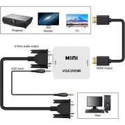 Convertitore audio video Mini VGA a HDMI 1080P per HDTV, PC, laptop e DVD, Mini VGA to HDMI