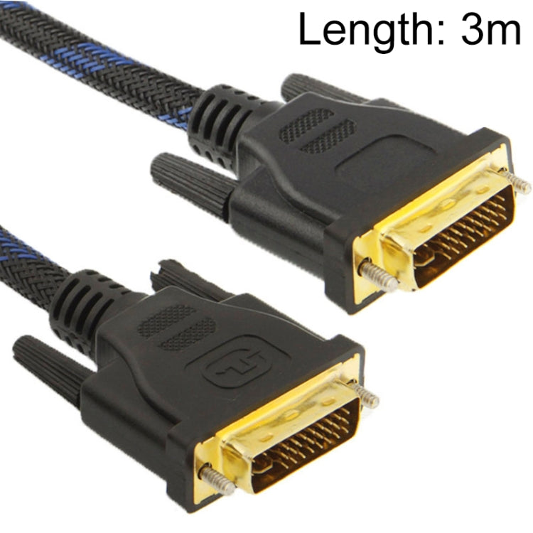 Cavo video DVI-I Dual Link 24+5 pin maschio-maschio stile rete in nylon, lunghezza: 3 m, DVI 24+5 3m