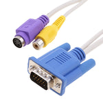 Cavo adattatore da scheda video VGA a S-Video e display TV RCA, VGA to S-Video 4pin & RCA
