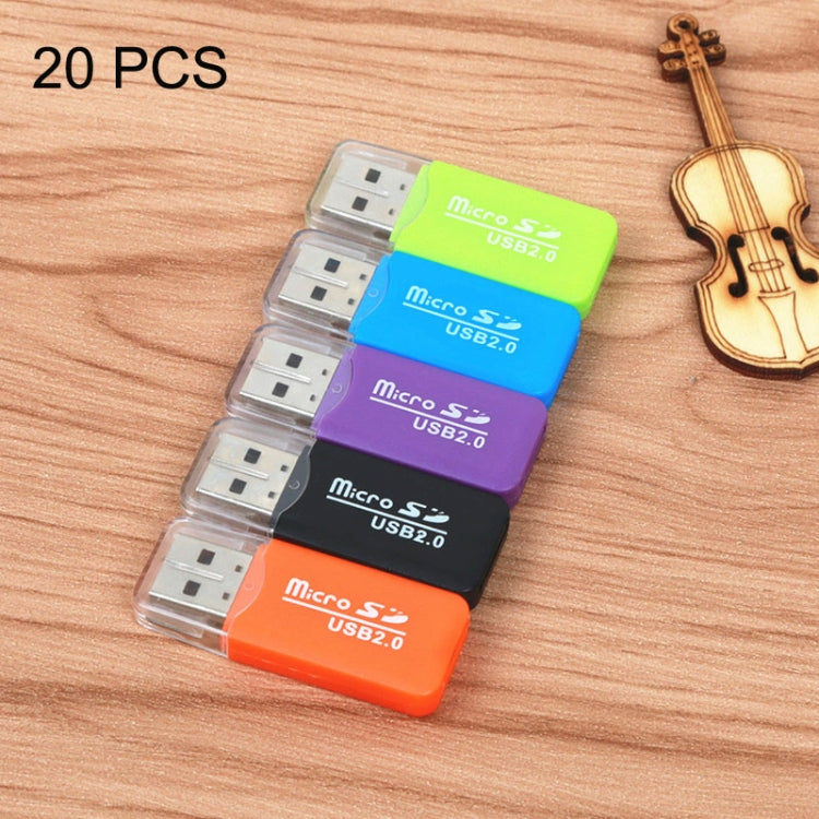 Adattatore per lettore di schede T-Flash Micro SD TF USB 2.0 portatile da 20 PC, fino a 480 Mbps, consegna colore casuale