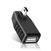 Adattatore Mini USB maschio a USB 2.0 AF, supporta la funzione OTG, 90 Degree Left Angled, 90 Degree Right Angled
