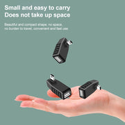 Adattatore Mini USB maschio a USB 2.0 AF, supporta la funzione OTG, 90 Degree Left Angled, 90 Degree Right Angled