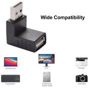 Adattatore USB 2.0 AM ad AF con angolo di 90 gradi, 90 Degree Up Angled, 90 Degree Down Angled