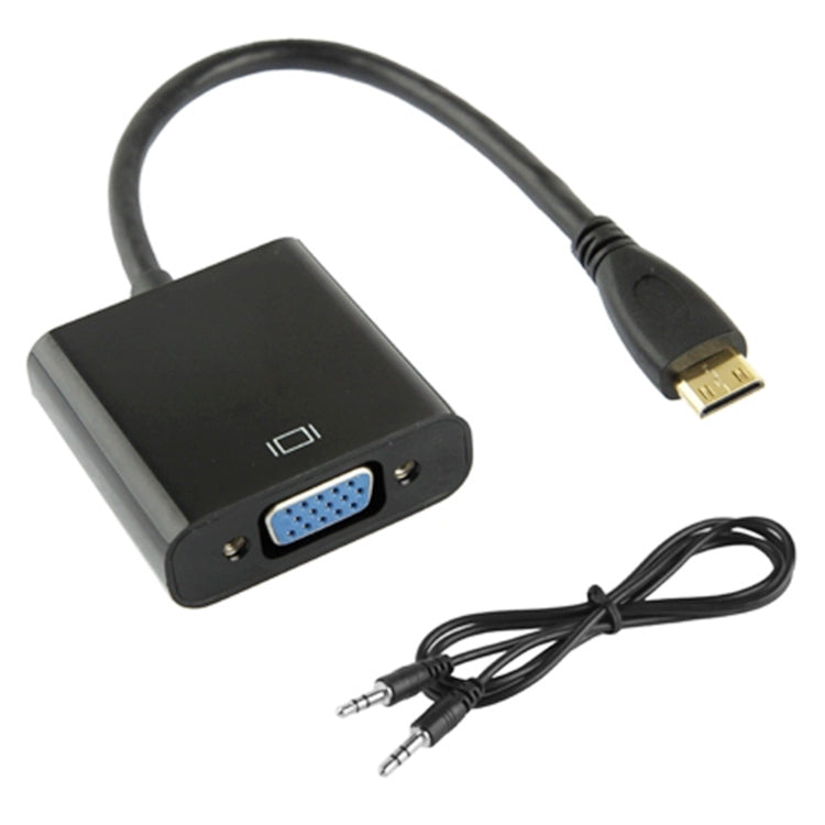 Cavo adattatore video Full HD 1080P Mini HDMI maschio a VGA femmina da 22 cm con cavo audio, Mini HDMI