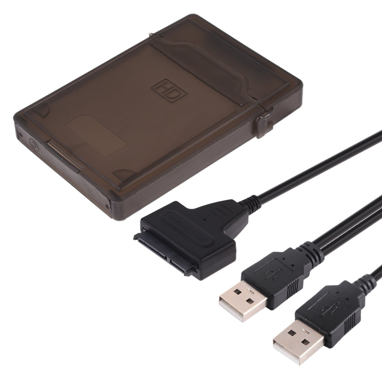 Adattatore convertitore cavo dati SATA da USB 2.0 a 7+15 pin 22 pin con custodia per disco rigido da 2,5/3,5 pollici HDD, USB to SATA With USB (W)