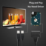 Adattatore convertitore cavo dati SATA da USB 2.0 a 7+15 pin 22 pin con custodia per disco rigido da 2,5/3,5 pollici HDD, USB to SATA With USB (W)