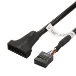 Cavo adattatore USB 2.0 da 9 pin per scheda madre femmina a USB 3.0 da 19 pin per alloggiamento maschio, lunghezza: 15 cm, 9 Pin Female to 19 Pin Male