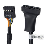 Cavo adattatore USB 2.0 da 9 pin per scheda madre femmina a USB 3.0 da 19 pin per alloggiamento maschio, lunghezza: 15 cm, 9 Pin Female to 19 Pin Male
