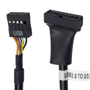 Cavo adattatore USB 2.0 da 9 pin per scheda madre femmina a USB 3.0 da 19 pin per alloggiamento maschio, lunghezza: 15 cm, 9 Pin Female to 19 Pin Male
