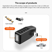 Adattatore AF da mini USB maschio a USB 2.0 da 90 gradi, 90 Degree Up Angled, 90 Degree Down Angled