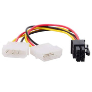 Cavo di alimentazione da 6 pin maschio a 2 x 4 pin femmina, lunghezza: 17,5 cm, 6 Pin Male to Dual 4 Pin Female
