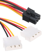 Cavo di alimentazione da 6 pin maschio a 2 x 4 pin femmina, lunghezza: 17,5 cm, 6 Pin Male to Dual 4 Pin Female