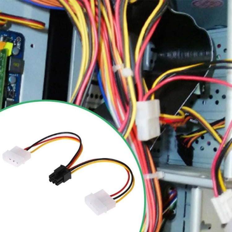 Cavo di alimentazione da 6 pin maschio a 2 x 4 pin femmina, lunghezza: 17,5 cm, 6 Pin Male to Dual 4 Pin Female