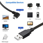 Cavo adattatore Mini USB maschio a USB 2.0 AM da 90 gradi, lunghezza: 25 cm, Right Angle Mini USB