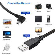 Cavo adattatore Mini USB maschio a USB 2.0 AM da 90 gradi, lunghezza: 25 cm, Right Angle Mini USB