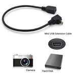 Cavo adattatore Mini USB maschio a Mini USB femmina da 90 gradi, lunghezza: 25 cm, 25cm