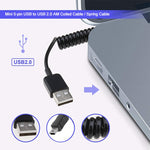 Mini cavo a spirale da USB a USB 2.0 AM a 5 pin/cavo a molla, lunghezza: 25 cm (può essere esteso fino a 80 cm), Mini USB to USB AM, Length: 80cm
