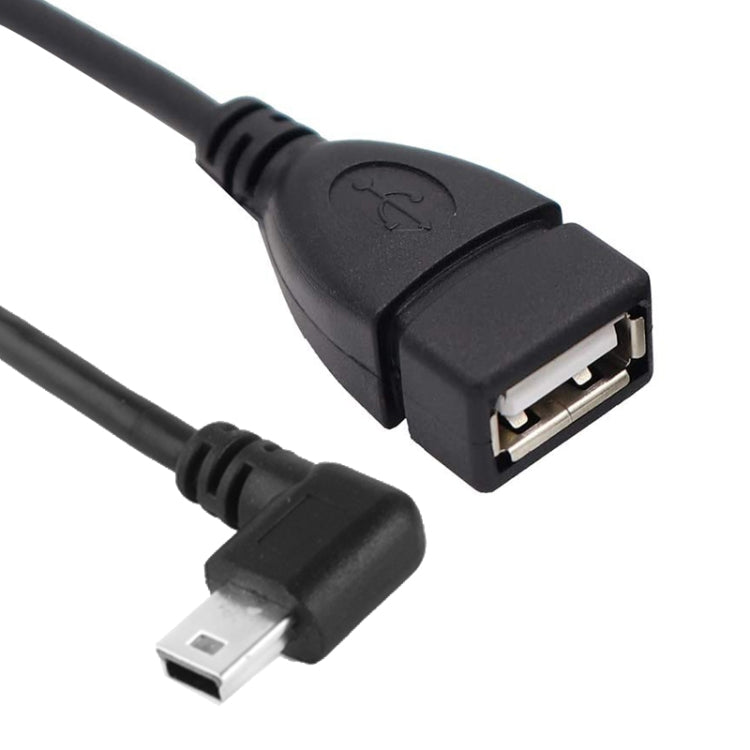 Cavo adattatore Mini USB maschio a USB 2.0 AF da 90 gradi con funzione OTG, lunghezza: 25 cm, Left Augle Mini USB, 25cm