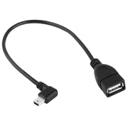 Cavo adattatore Mini USB maschio a USB 2.0 AF da 90 gradi con funzione OTG, lunghezza: 25 cm, Left Augle Mini USB, 25cm