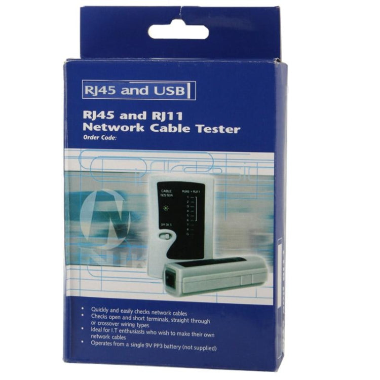 Tester per cavi di rete RJ45 e RJ11, RJ45/RJ11 Black