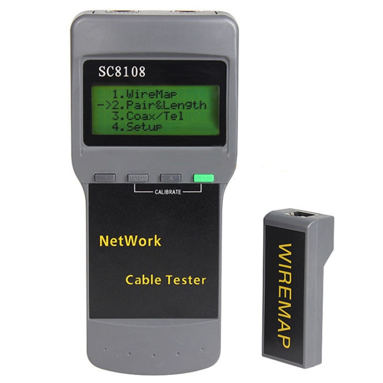 Tester per cavi di rete wireless portatile SC8108 Tester per cavi telefonici LAN per rete dati PC digitale LCD CAT5 RJ45, RJ45 Black