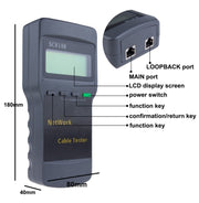 Tester per cavi di rete wireless portatile SC8108 Tester per cavi telefonici LAN per rete dati PC digitale LCD CAT5 RJ45, RJ45 Black