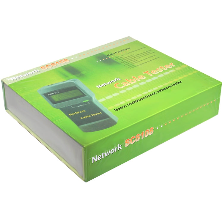 Tester per cavi di rete wireless portatile SC8108 Tester per cavi telefonici LAN per rete dati PC digitale LCD CAT5 RJ45, RJ45 Black