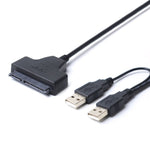 Doppio cavo adattatore per disco rigido USB 2.0 a SATA per HDD/SSD SATA da 2,5 pollici, Double USB 2.0 to SATA