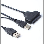 Doppio cavo adattatore per disco rigido USB 2.0 a SATA per HDD/SSD SATA da 2,5 pollici, Double USB 2.0 to SATA