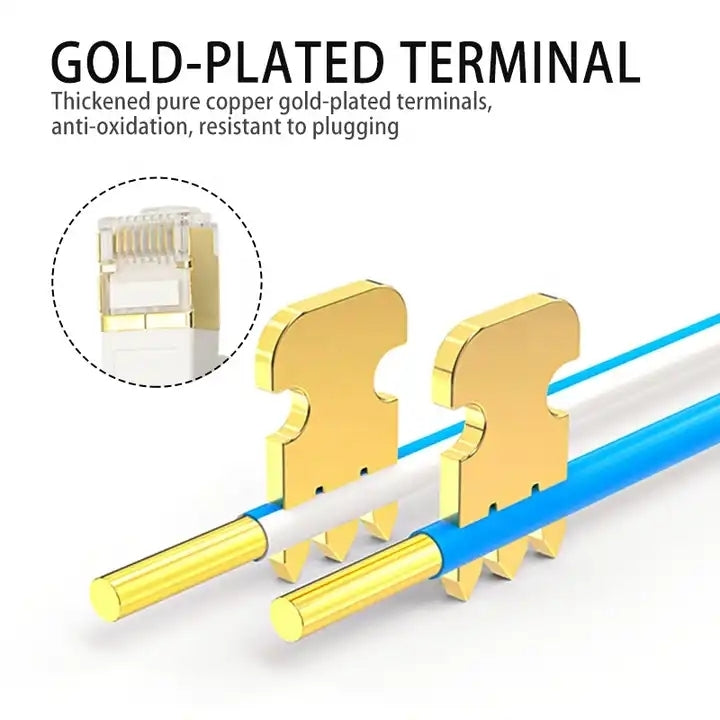 Cavo LAN di rete Ethernet piatto ultrasottile ad alta velocità CAT7 con testa placcata in oro, 1m, 2m, 3m, 5m, 10m, 15m, 20m, 25m, 30m