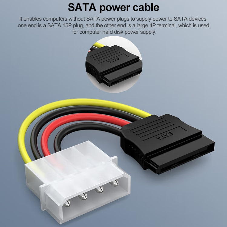 Adattatore cavo di alimentazione SATA da IDE a Serial ATA a 4 pin (15 cm), materiale: Al+Mg, 4 PIN IDE to SATA