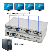 Splitter VGA a 4 porte 150 MHz (1 ingresso VGA, 4 uscite VGA), 4 Ports Splitter Silver