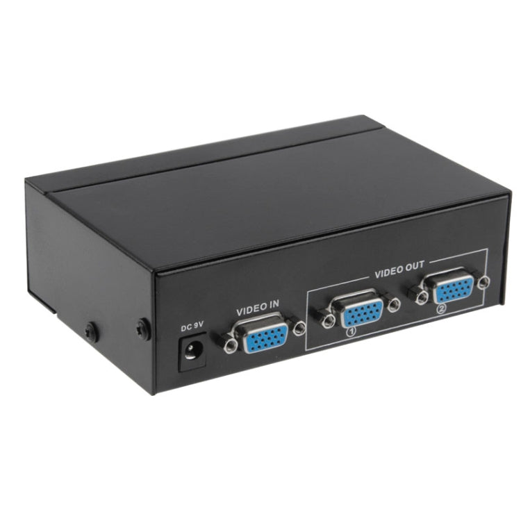 FJ-2502A Sdoppiatore video VGA a 2 porte Alta risoluzione 1920 x 1440 Supporta larghezza di banda video 250 MHz, 2 Ports Splitter Black