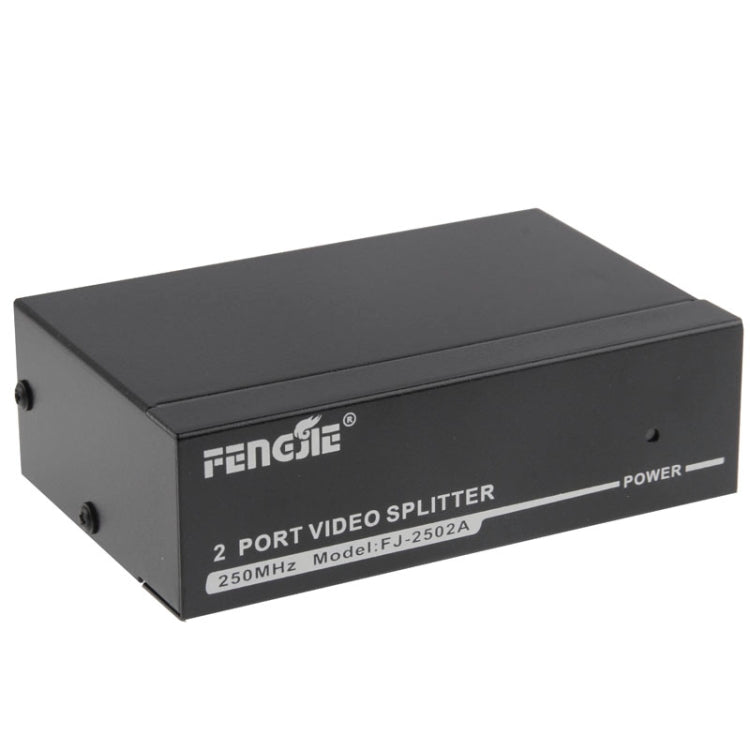 FJ-2502A Sdoppiatore video VGA a 2 porte Alta risoluzione 1920 x 1440 Supporta larghezza di banda video 250 MHz, 2 Ports Splitter Black