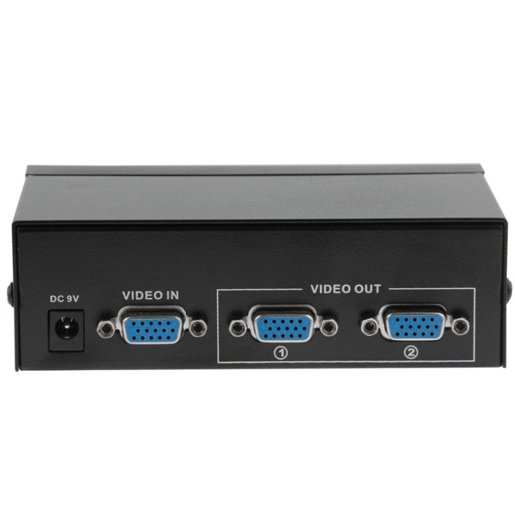 FJ-2502A Sdoppiatore video VGA a 2 porte Alta risoluzione 1920 x 1440 Supporta larghezza di banda video 250 MHz, 2 Ports Splitter Black