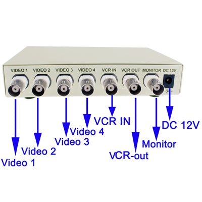 Divisore per processore video a 4 canali di sicurezza quadrupla a colori CCTV (bianco), 4 Channel Processor